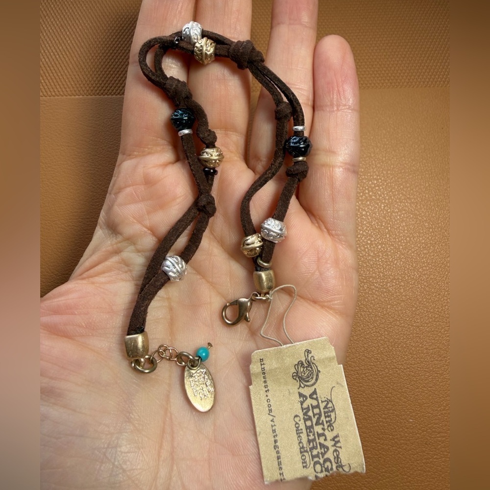 Nine West Vintage America Boho Beaded Leather Cord Bracelet – Mixed Metals